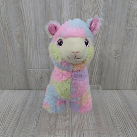 Rainbow Llama Alpaca Plush Mama Patch Sparkly Pink 10" - Picture 4 of 7